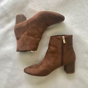 Brown suede booties